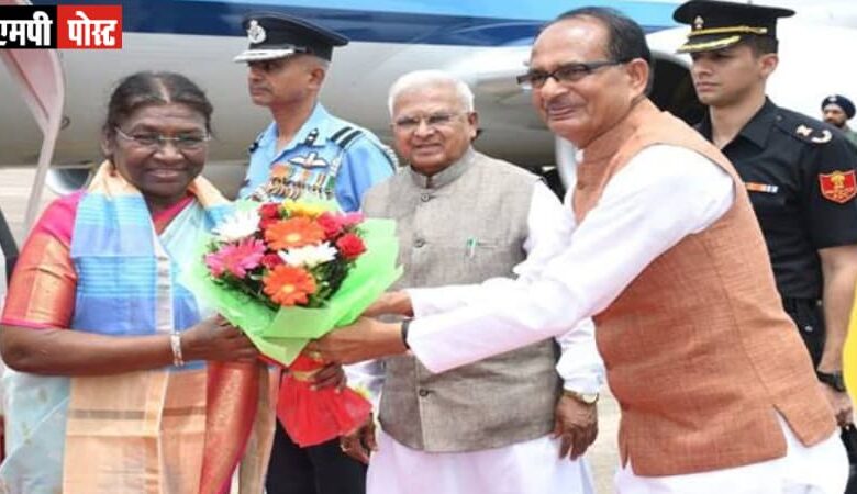 राष्ट्रपति श्रीमती द्रोपदी मुर्मु ग्वालियर पहुँची