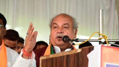 नरेंद्र सिंह तोमर और विष्णु दत्त शर्मा ने भिंड में किया जनसभा को संबोधित